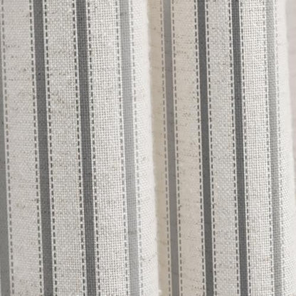 Farmhouse Striped Shower Curtain Grey Vintage Linen Curtain 72"W X 84"L