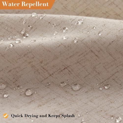 Nanspring Extra Long Linen Shower Curtain for Bathroom 96 Inch Sand Beige