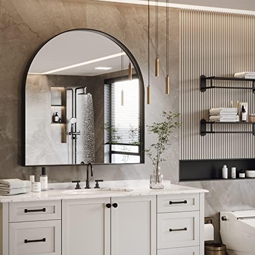 Brightify Arched Mirror, 31 x 33 Inch Black Arch Mirror