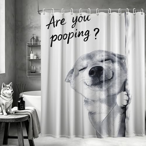 Extra Tall Shower Curtain XL Funny Dog Crazy, 70 x 84 Inchs