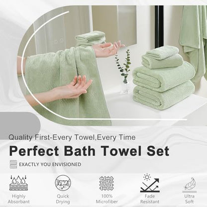 4 Piece Extra Large Bath Towel 35"x70" Oversized Bath Sheet Green Bath Towel Set for Bathroom Ultra Soft Cozy Highly Absorbent Quick Dry Bathroom Towel for Spa Gym Hotel,Shower Towel for Daily Use