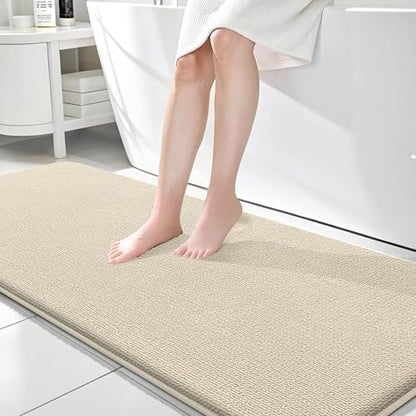 OLANLY Memory Foam Bathroom Runner Rug 70x24, Absorbent Long Bath Mat, Sand
