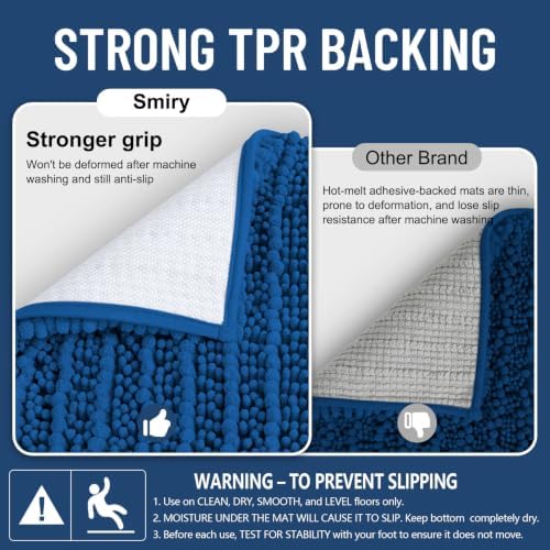 Smiry Bathroom Rugs 30X20, Extra Soft Rubber Backing Chenille Bath Mats