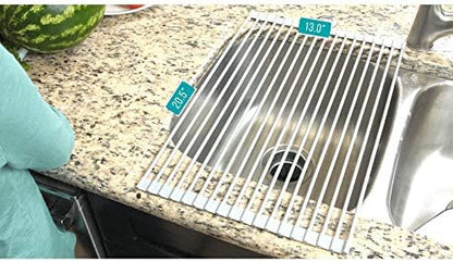 True & Tidy, Multi-Purpose Over the Sink Roll-Up Drying Rack, DR-881, Gray