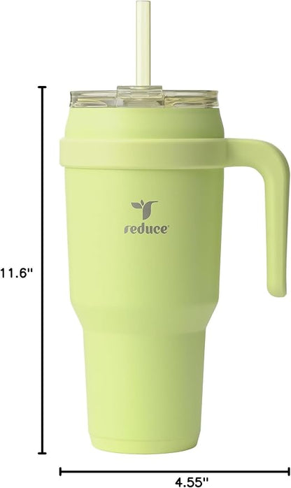 REDUCE 40 oz Stainless Steel Tumbler with Handle - Dual-Wall Vacuum Insulated Travel Mug, Sweat-Proof Lid & Reusable Straw - Keeps Drinks Cold for 24 Hrs, Fits Cupholders, Dishwasher Safe - Mojito