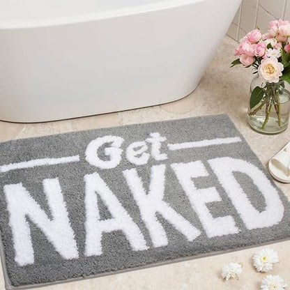 KOEXM Get Naked Bath Mat Cute Bathroom Rugs 16" x 24" Funny Bath Mat