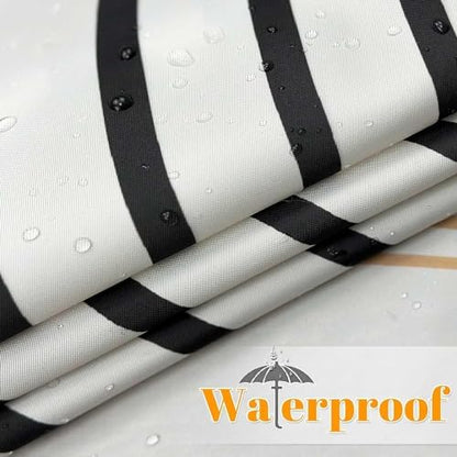 Boho Mid Century Leaf Shower Curtain Set,Arch Sun Design,Minimalistic Leaves Pattern,Waterproof and Luxurious Fabric-12 Hooks(Black and White-72" x 96")