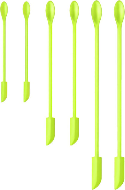 Silicone Spatula Set (6Pcs) - Mini Scraper Tool for Beauty & Food - Reach Every Last Drop, Multi-Size Spatulas for Makeup Jars, Lotion Bottles & Kitchen Containers (Green)