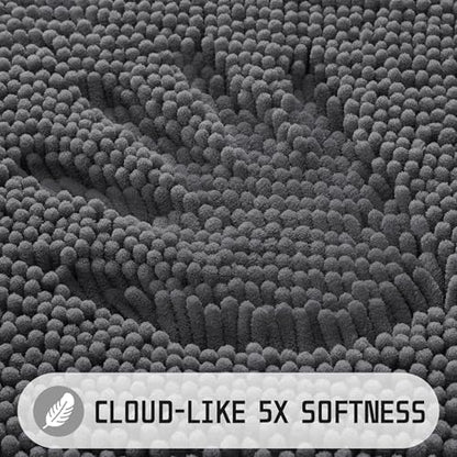 Yimobra Large Bathroom Rugs 36"x24", Non Slip Bath Mat for Tub, Shaggy Rug Floor Carpet, Extra Soft Super Absorbent Quick Dry, Machine Washable,Dark Gray