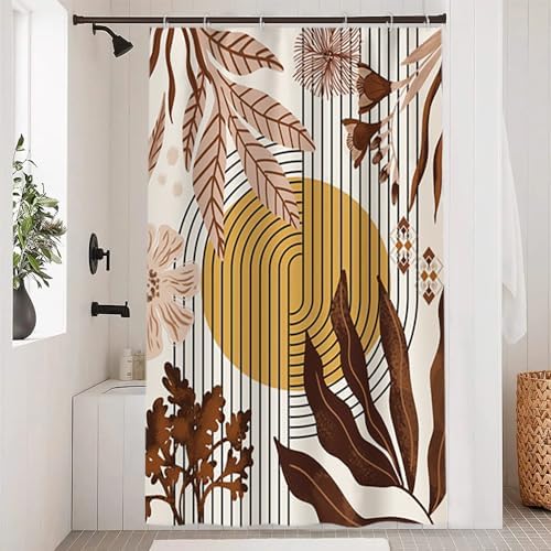 Boho Brown Stall Shower Curtain with Hooks 48x72 Inch