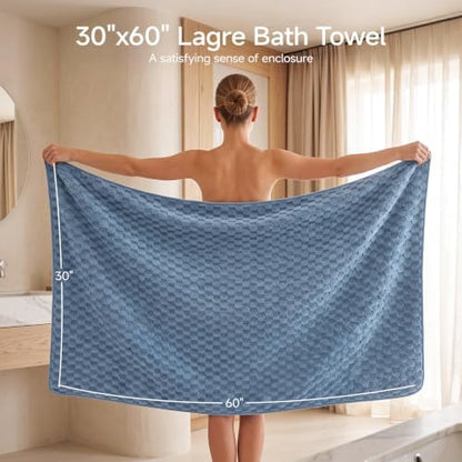 REDKISS Blue Gray Microfiber Bath Towel Large, 31”x 61” 4 Pack