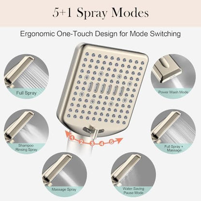 Homlord Filtered Shower Head with Handheld, High Pressure 6 Mode Showerhead