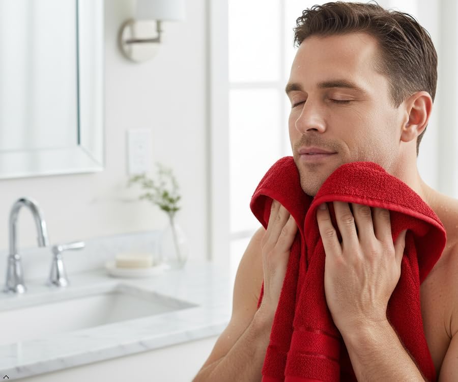 6 Piece Bath Towel Set, 2 Bath, 2 Hand, 2 Washcloths, Red