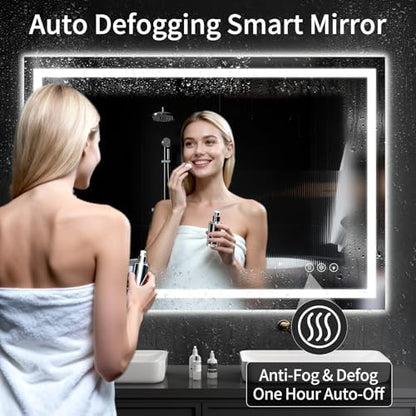 LED Bathroom Mirrors 40"x48" Bathroom Mirror with Lights for Wall, Backlit + Front Lit, 3 Colors, Anti-Fog, Dimmable Brightness for Vanity,Bathroom, Entryway, Living Room