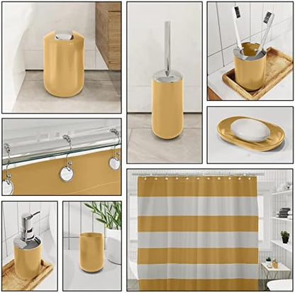 Clara Clark Bathroom Accessories Set - Bathroom Set with Adhesive Corner Shower Caddy Hanging, 25PC Bathroom Accessory Set, Gold Shower Curtain Set, Toilet Brush, Trash Can & Soap Dispenser