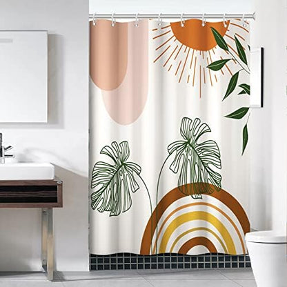 Boho Orange Shower Curtain with Hooks for Bathroom 60x72 Inch