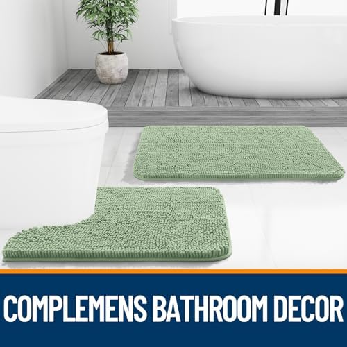 OLANLY Bathroom Rugs 34x21, Extra Soft Absorbent Chenille Bath Rugs