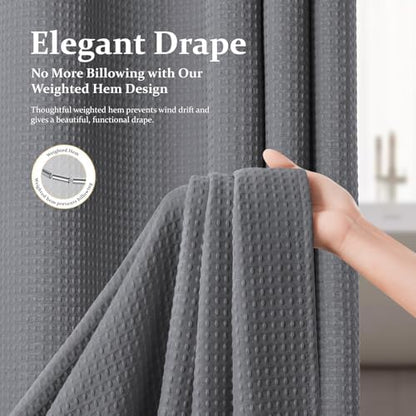 Dynamene Stall Waffle Shower Curtain 256 GSM Heavy Fabric 54x78 Grey/Gray
