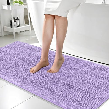 OLANLY Thick Bathroom Runner Rugs 59x24, Soft Chenille Bath Rugs, Lavender