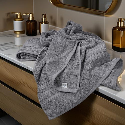 Tens Towels 4 Piece Bath Towels 27x54 Inches, Dark Grey