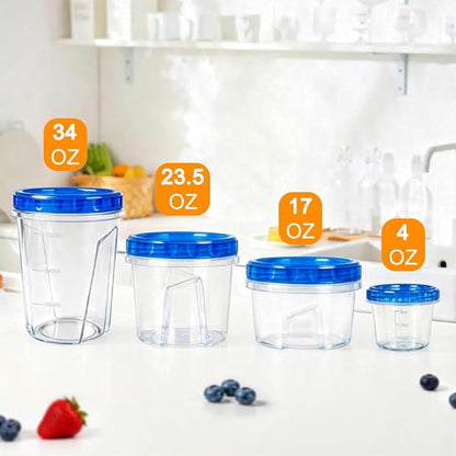 12 Pack 4oz Small Freezer Storage Containers with Twist Top Lids Airtight, Mini Reusable Plastic Food Storage Containers with Lids for Snack Condiment Salad Dressings Sauces Soup, Condiment Sauce Cups