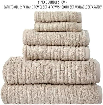 SKL Home CloudSoft 100% Cotton Luxury 4-Piece Bath Towel Set, Oatmeal