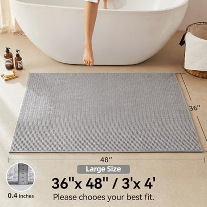 Triohero Large Bathroom Rugs Non Slip Washable Bath Rugs Super Absorbent Bathroom Rug Thin Quick Dry Low Pile Bath Mats, Light Grey 36"x48"