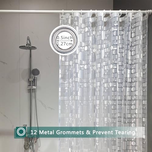 Shower Curtain Liner, 100% Waterproof Peva Shower Curtains with 3 Duty Heavy Bottom Magnets and 12 Rust Proof Grommets, 72x72 Weighted Shower Liner for Shower Stall, Bathtubs