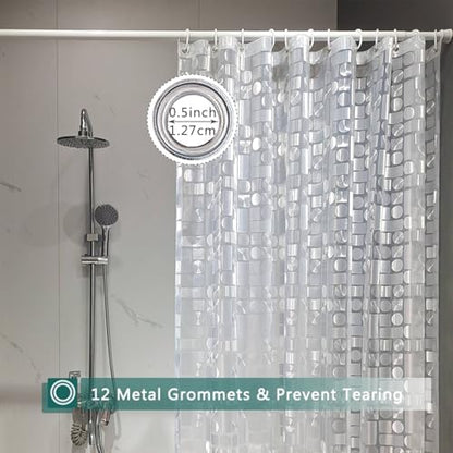 Shower Curtain Liner, 100% Waterproof Peva Shower Curtains with 3 Duty Heavy Bottom Magnets and 12 Rust Proof Grommets, 72x72 Weighted Shower Liner for Shower Stall, Bathtubs