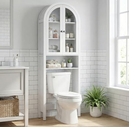 Arched Over The Toilet Storage Cabinet with Acrylic Doors, Bathroom Shelf