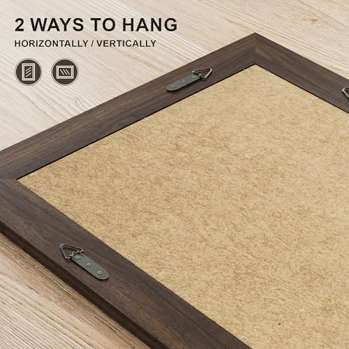 Farmhouse Rustic Wood Framed Bathroom Vanity Mirror for Wall, 20x30, Brown