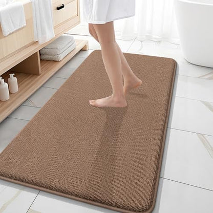 OLANLY Memory Foam Bathroom Runner Rugs 47x20, Absorbent Long Mat, Mocha