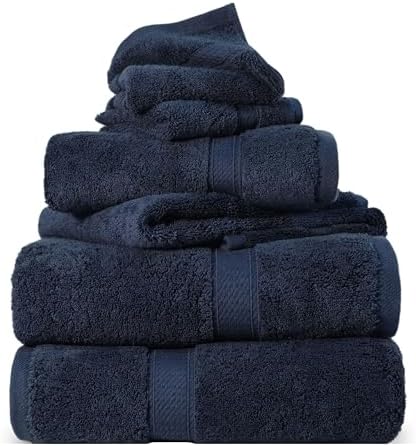 SUPERIOR Egyptian Cotton Ultra Plush & Absorbent, 6 Piece Set, Navy Blue