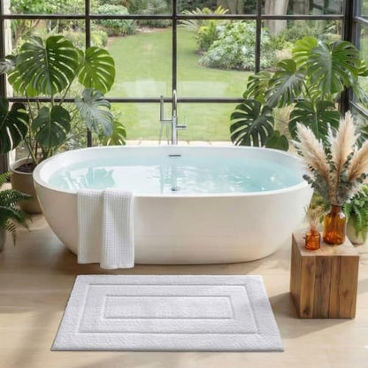 DEXI Bathroom Rugs 43x24, Non-Slip and Absorbent Bath Mat, White