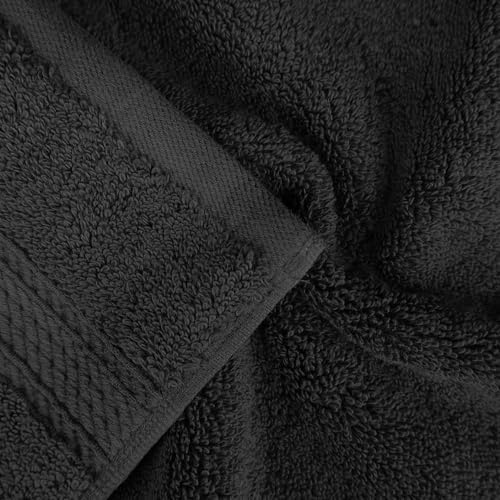 SUPERIOR Egyptian Cotton Pile Heavyweight Bath Sheet, 2 Piece Set, Black