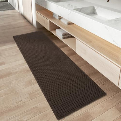 Upgraded Waffle Bath Mat Runner Absorbent Non Slip Bathroom Mat, 2' x 5'