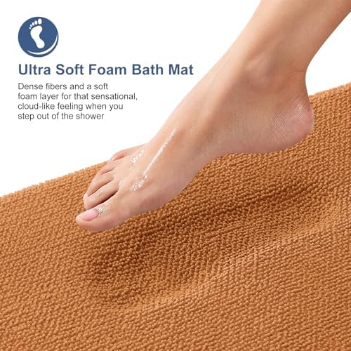 OLANLY Thick Memory Foam Bathroom Rugs 30x20, Soft Absorbent Bath Mat, Clay