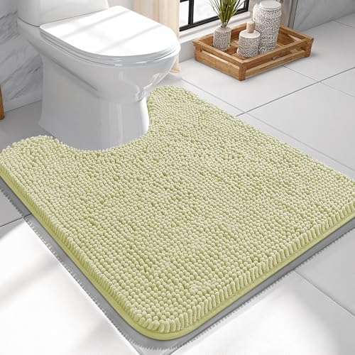 OLANLY Toilet Rugs U-Shaped 24x24, Soft Absorbent Chenille Contour Rugs