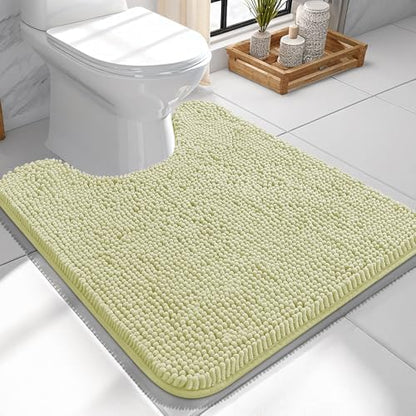 OLANLY Toilet Rugs U-Shaped 24x24, Soft Absorbent Chenille Contour Rugs
