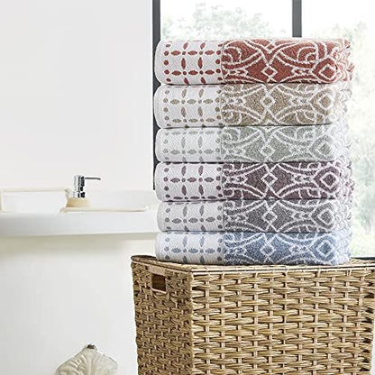 Modern Threads Monroe 6-Piece 100% Cotton Towel Set – Reversible Yarn Dyed Jacquard & Solid – Includes 2 Bath Towels, 2 Hand Towels, 2 Washcloths – Absorbent, Quick Dry, Soft & Durable – Orchid