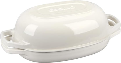 EDGING CASTING Enameled Cast Iron Oval Dutch Oven Pot with Lid, Dutch Oven for Sourdough Bread Baking, Bread Oven, Bread Dutch Oven, Oval Bread Pan, 5qt, White