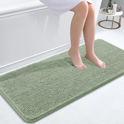 OLANLY Bathroom Runner Rugs 47x20, Extra Soft Absorbent Chenille Bath Rugs