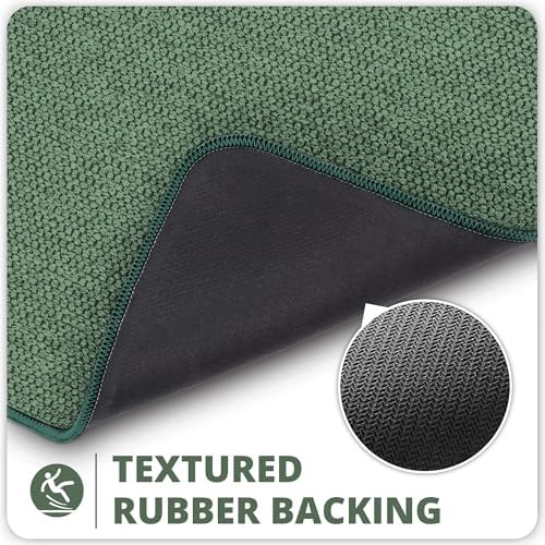 Bosap Bath Mat,Ultra Thin Bathroom Runner Rugs,Large Bath Mats for Bathroom,Quick Dry,Non-Slip,Machine Washable,Low Pile,Bath Rug,Shower Outside,Sink,Home Decor Accessories.Green,3'x4'(36x48inch)