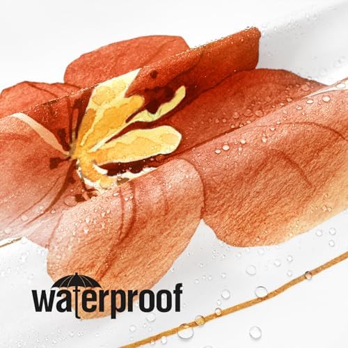 Gibelle Orange Navy Beige Watercolor Floral Fabric Shower Curtain, 72x72