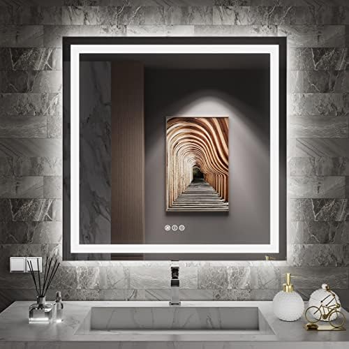 Amorho LED Bathroom Mirror, 38"X38" with Front Light and Backlit