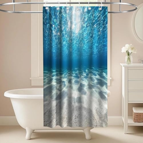 Luxury Summer Ocean Shower Curtain Modern Tropical Nautical Aesthetic Funky