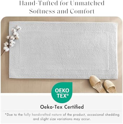 Madison Park Splendor Reversible 100% Cotton Bath Runner, 24 x 72, Grey