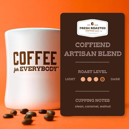 Fresh Roasted Coffee, Coffiend Whole Bean Coffee, Med-Dark Roast, Kosher, 12 oz