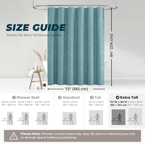 Teal Boho Fabric Shower Curtain 72 x 84 Inches