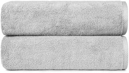 Amazon Basics 2 Piece Quick-Dry Oversize Bath Towel, 100% Cotton, 54" x 30", Platinum